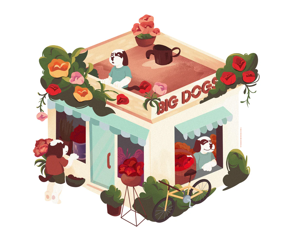Roses Flower Shop T-shirt - Image 2
